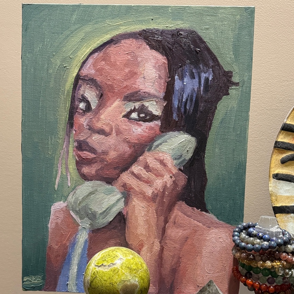 Hand Painted Abstract Portrait Canvas Art entitled “Hello”